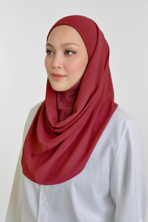 Qara Snood Chiffon - Deep Ruby