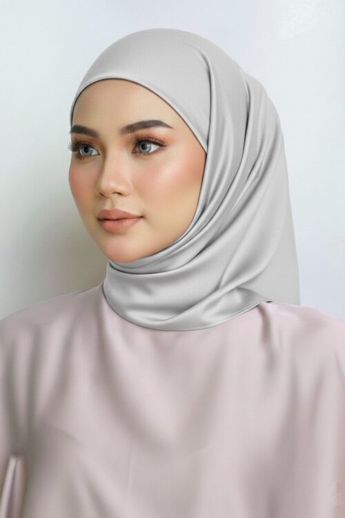 Layha Hijab Matte Satin (FREE Inner)  - Silver Ice