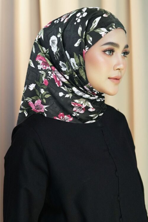 Tamara Hijab "Satin Florale" - Roselle Black