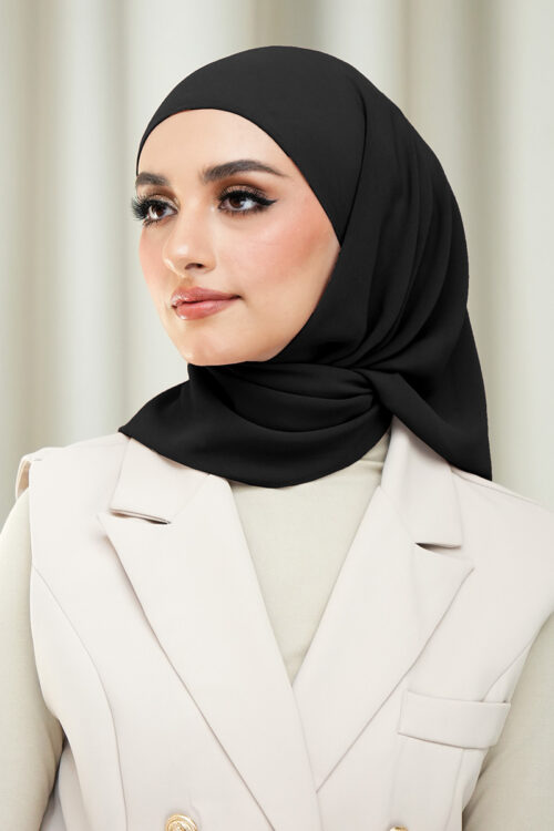 Layha Hijab Chiffon (FREE Inner)  - Black