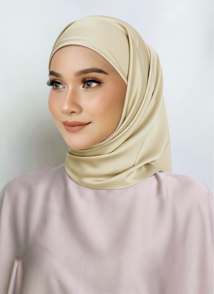 Layha Hijab Satin Silk - Champagne