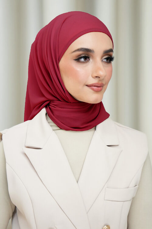Layha Hijab Chiffon (FREE Inner)  - Mystical Red