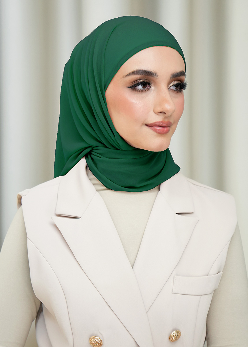Layha Hijab Chiffon (FREE Inner)  - Tropical Green