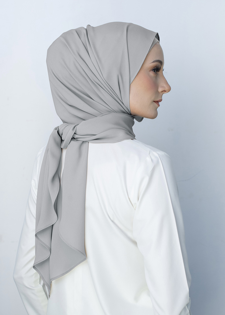 Nayla Hijab "Premium Chiffon" - Dove Grey - Image 2