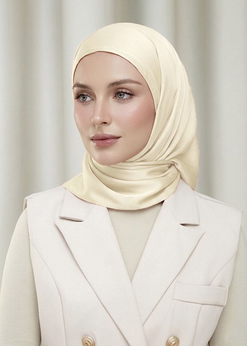 Layha Hijab Satin Silk - Cream Vanilla