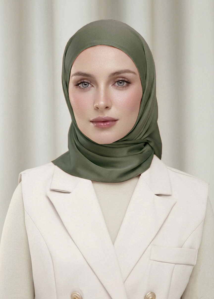 Layha Hijab Satin Silk  - Dark Pine