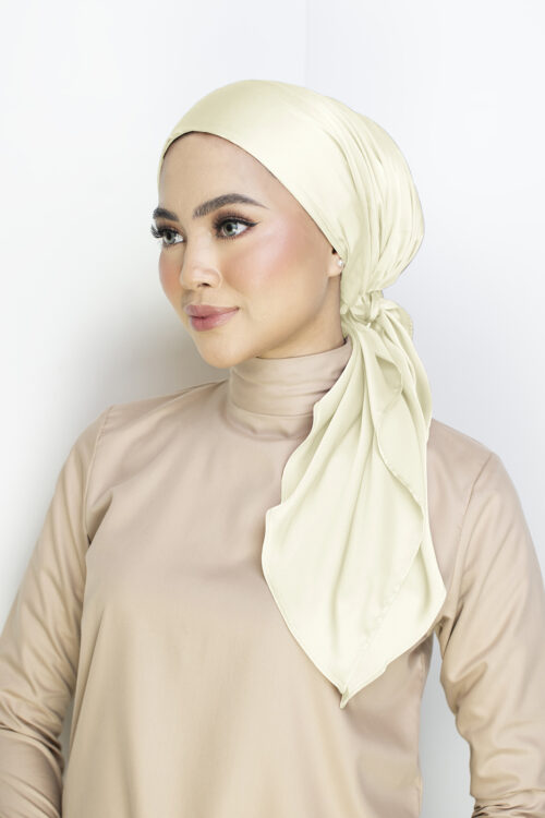 Lady Bonita Turban "Satin Silk" - Pearl Cream