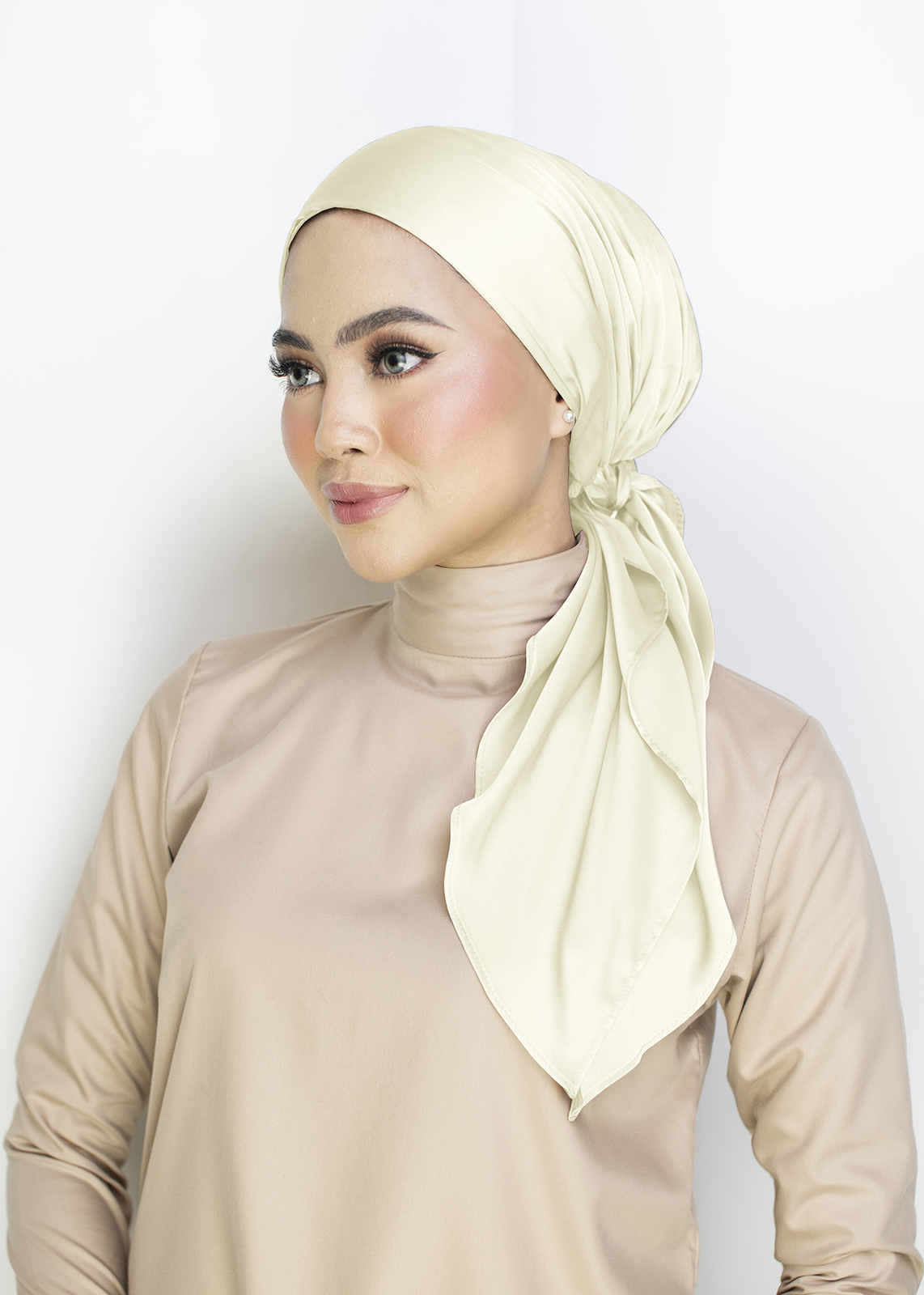 Lady Bonita Turban "Satin Silk" - Pearl Cream