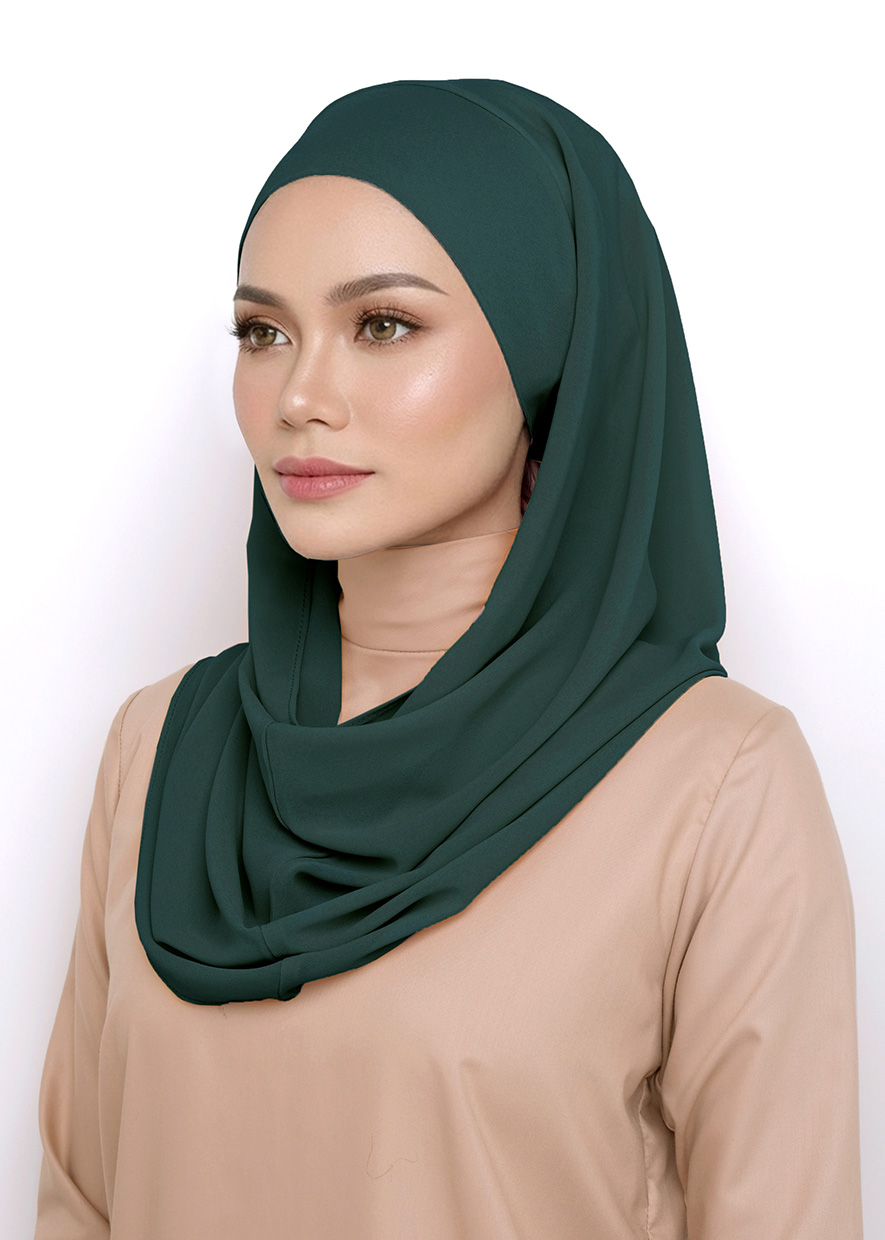 Andra Snood Turban "Lite Chiffon" - Midnite Green
