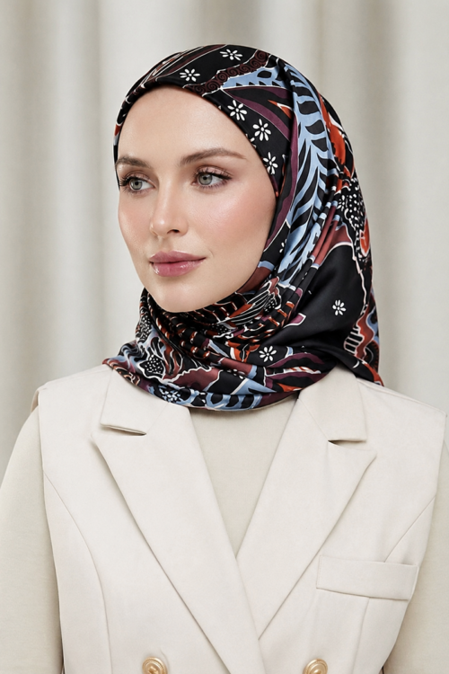 Tamara Hijab "Classy Batik" - Black Seroja