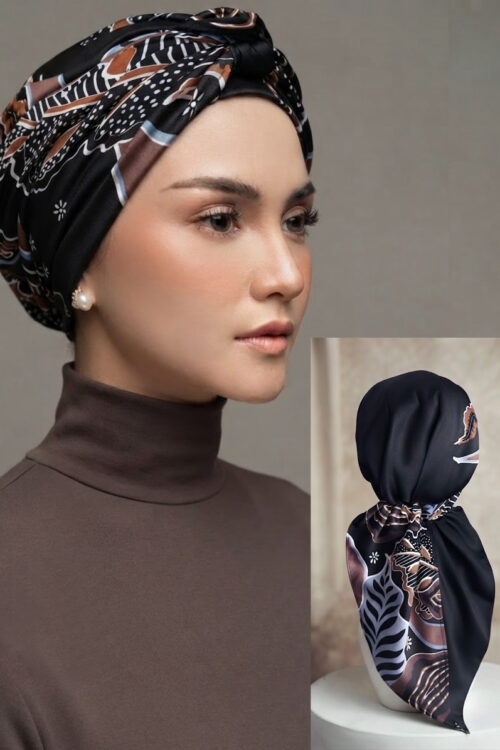Lamara Turban "Classy Batik" - Black Seroja