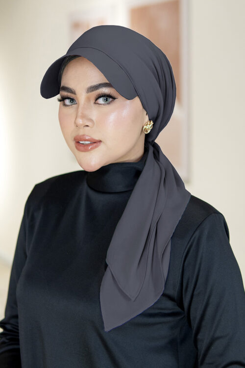 Laura Turban Cap "Premium Chiffon" - Deep Smoke