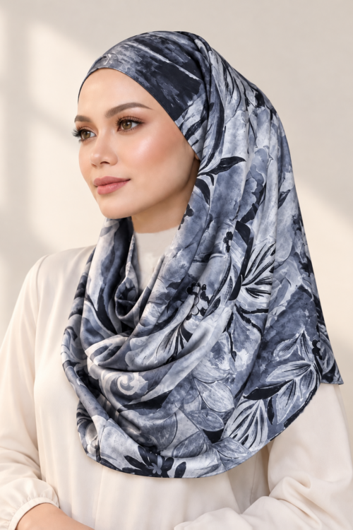 Andra Snood Turban "Abstract Series" - Bloom Grey