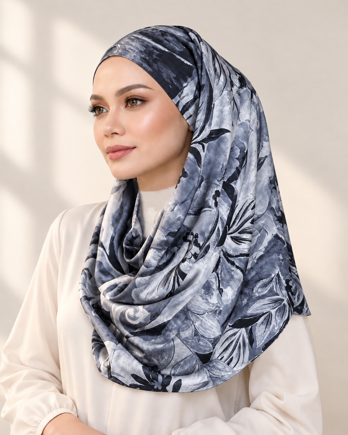 Andra Snood Turban "Abstract Series" - Bloom Grey
