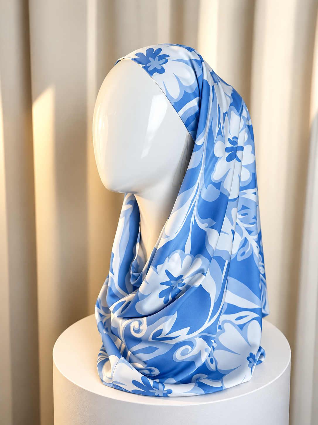 Andra Snood Turban "Abstract Series" - Azure Blue - Image 2