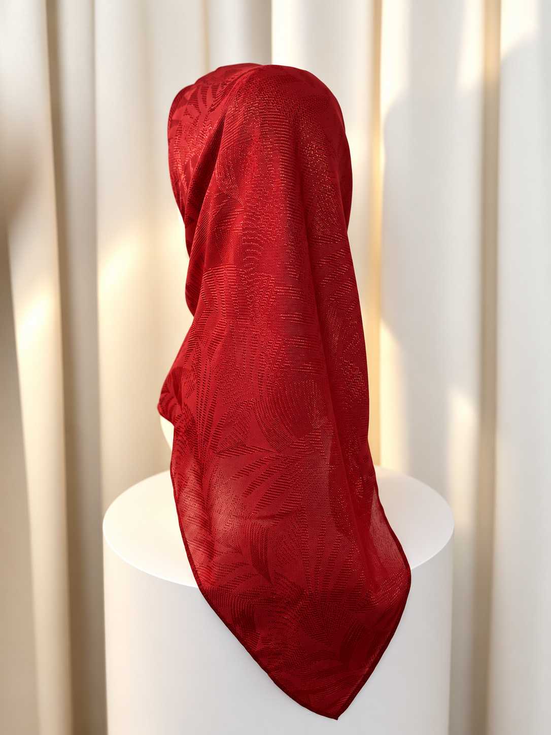 TAMARA HIJAB GLAMZ "Premium Sheer Chiffon" - RANIA RED - Image 3