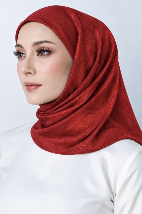 TAMARA HIJAB GLAMZ "Premium Sheer Chiffon" - RANIA RED