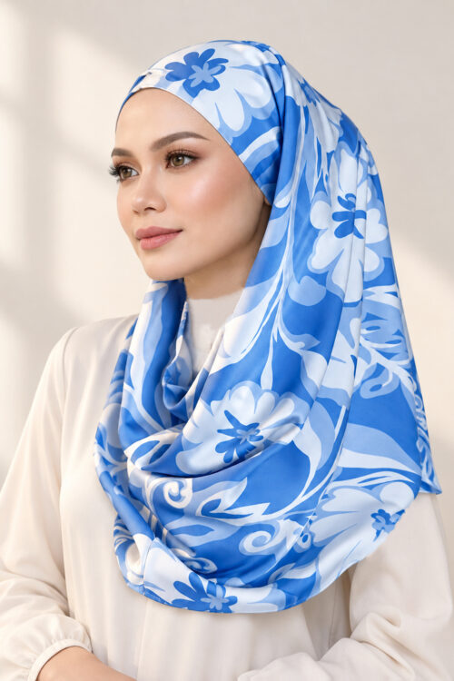 Andra Snood Turban "Abstract Series" - Azure Blue