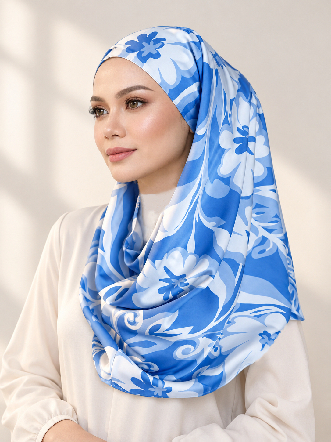 Andra Snood Turban "Abstract Series" - Azure Blue